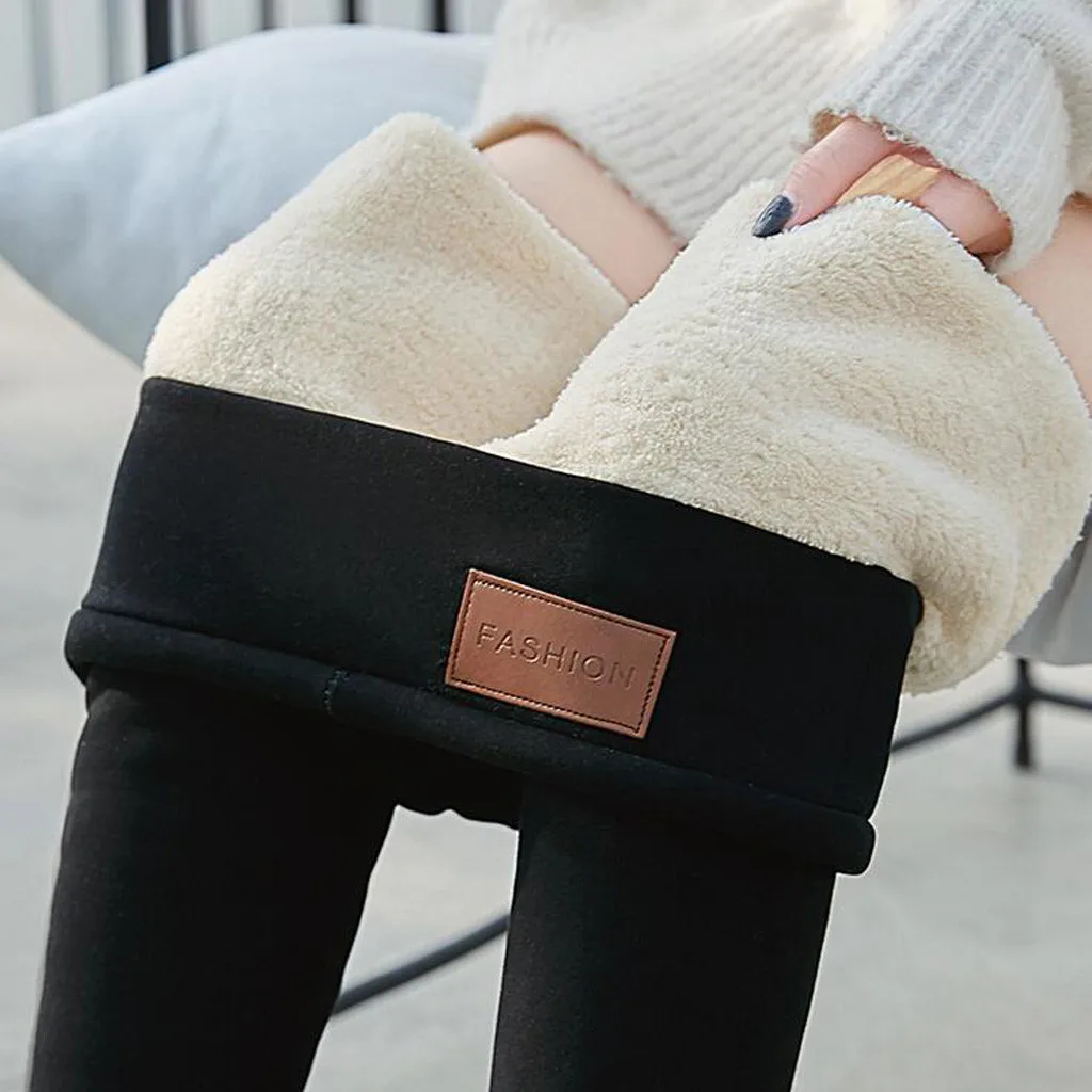 

Leggings Women Solid Warm Winter Tight Thick Velvet Wool Women Cashmere Pants Trousers Leggings